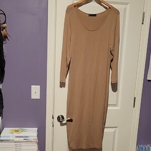 Fashion to Figure Tan Dolman Sleeve Sheath Dress